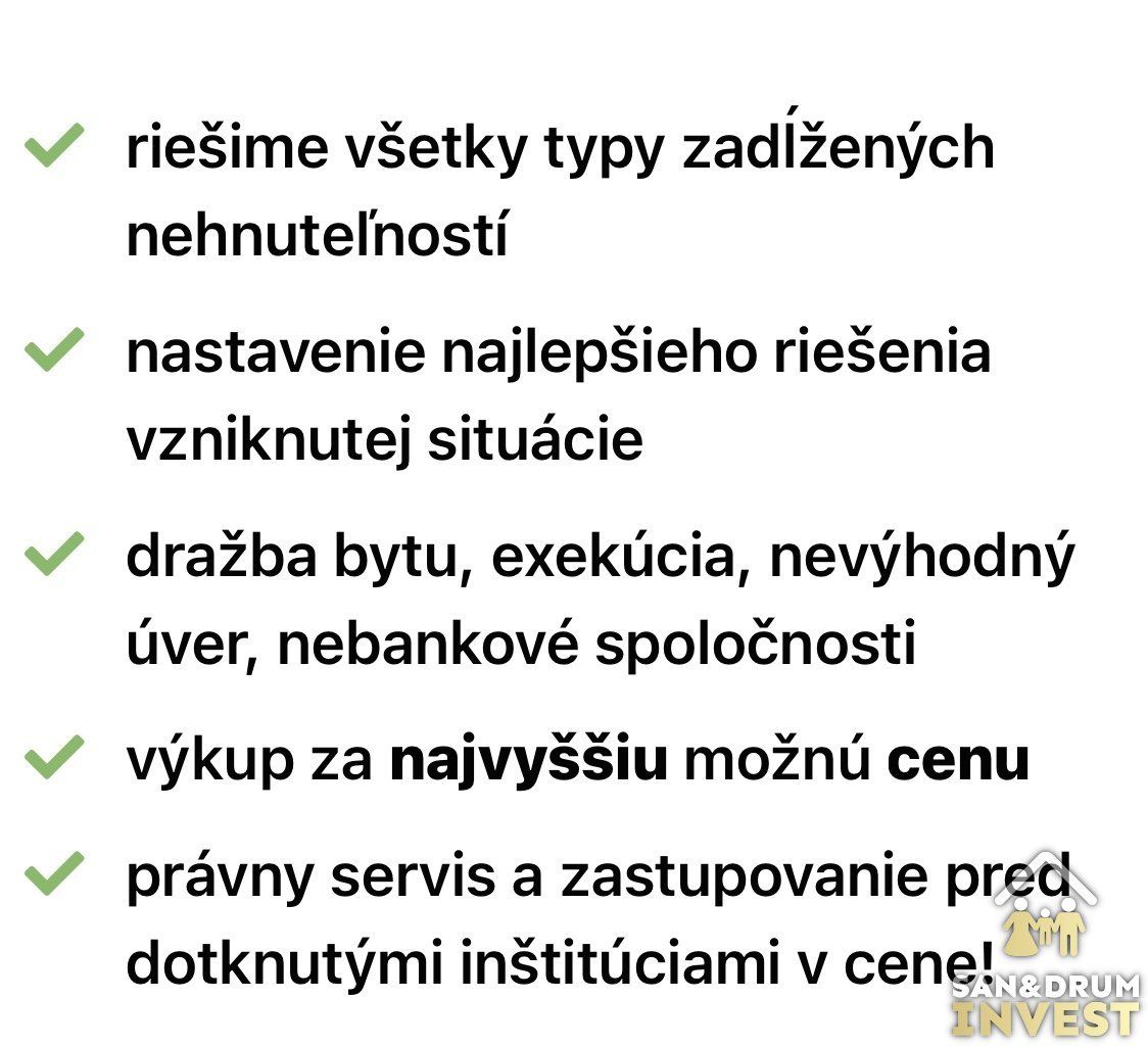 Vykupujeme zadlžené nehnuteľnosti, byty, domy, ornú pôdu, BA okolie, DS okolie