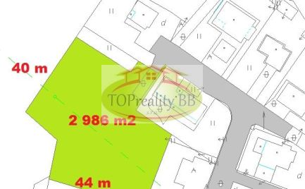Veľký stavebný pozemok 2 986 m2,  pri B. Bystrici -  Cena 78 000 €