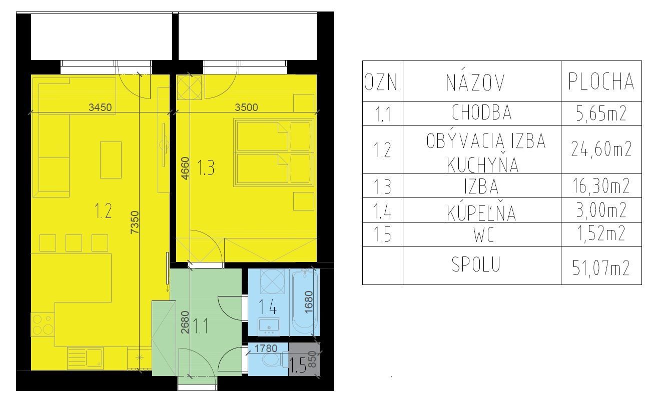 2 izbový klimatizovaný byt, zariadený, dobrá lokalita, bezproblémové parkovanie