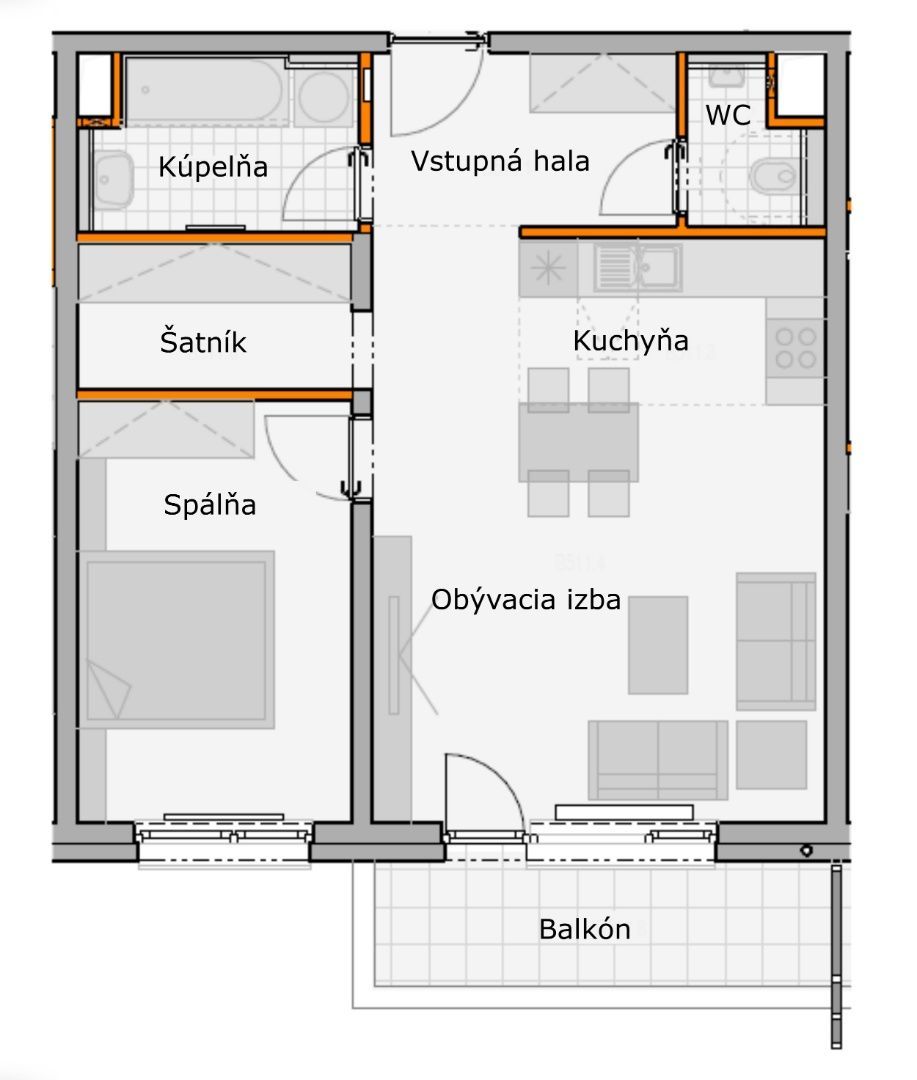 Veľký 2-izbový byt v novostavbe Mesačná Arboria