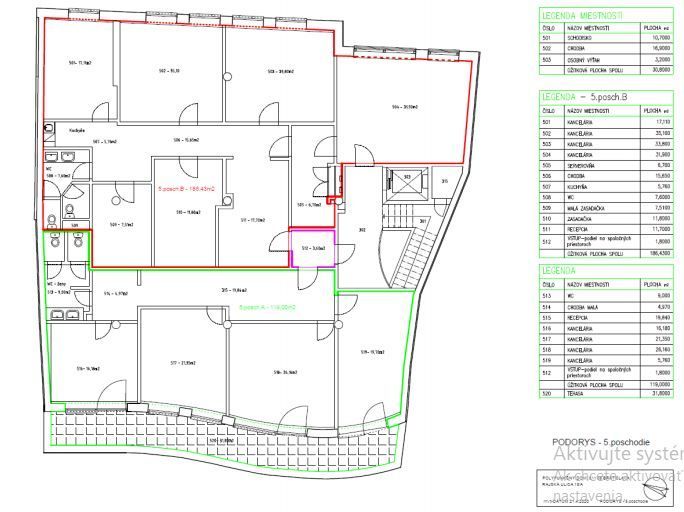 Nadštandardné administratívne priestory o výmere 184,52 m2.