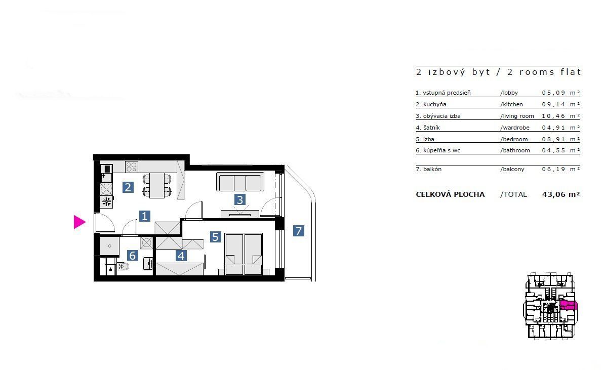 Moderný 2-izbový byt s balkónom v novostavbe Matadorka