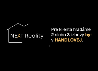 Hľadáme 2- al. 3-izbový byt v Handlovej pre klienta