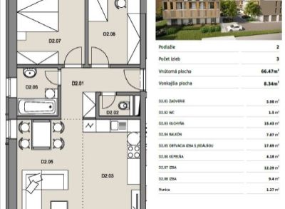 Byty Ruppeldtova: Na predaj nový 3 izbový byt D2 v novostavbe, Martin - širšie centrum