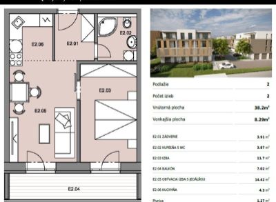 Byty Ruppeldtova: Na predaj nový 2 izbový byt E2 v novostavbe, Martin - širšie centrum