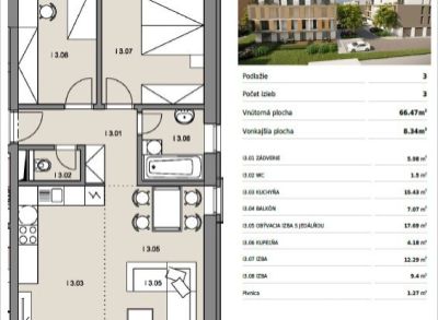 Byty Ruppeldtova: Na predaj 3 izbový byt I3 s balkónom, v novostavbe, Martin - širšie centrum