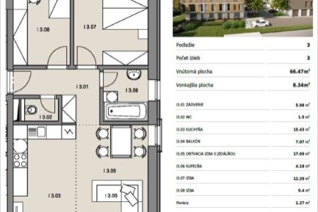 Byty Ruppeldtova: Na predaj 3 izbový byt I3 s balkónom, v novostavbe, Martin - širšie centrum