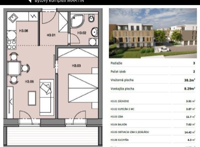 Byty Ruppeldtova: Na predaj nový 2 izbový byt H3 v novostavbe, Martin - širšie centrum
