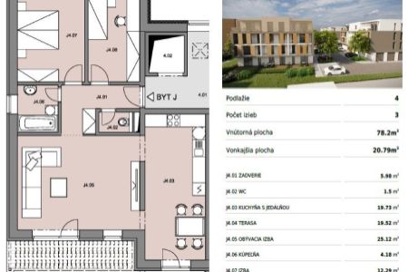 Byty Ruppeldtova: Na predaj veľký 3 izbový byt J4 s terasou v novostavbe, Martin - širšie centrum
