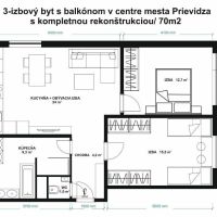 3 izbový byt, Prievidza, 70 m², Kompletná rekonštrukcia