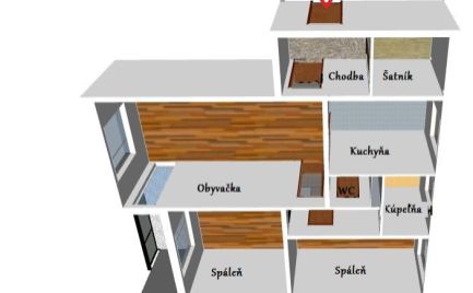 Byt 3  izbový, 70 m2,  typ  bauring s lodžiou,  Banská Bystrica, zrekonštruovaný - cena  190 000€