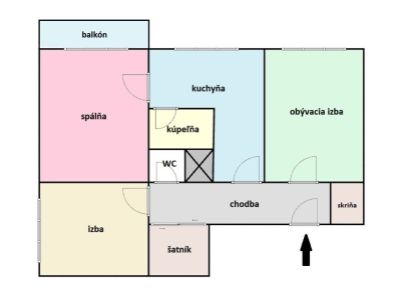 Na predaj priestranný 3 izbový byt (75 m2) s balkónom, Lietavská Lúčka, Žilina