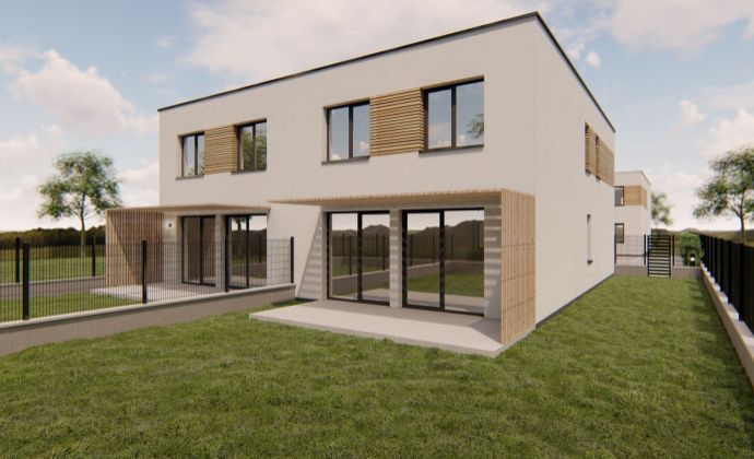 Predaj- nadštandardne riešený projekt štyroch nízkoenergetických 5-izbových rodinný domov (ÚP 157,76 m2, 64,46 m2 záhrada), Hainburg an der Donau