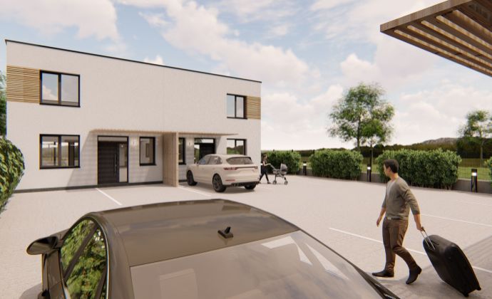 Predaj- nadštandardne riešený projekt štyroch nízkoenergetických 5-izbových rodinný domov (ÚP 157,76 m2, 148 m2 záhrada), Hainburg an der Donau