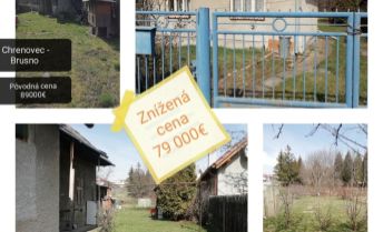 EXKLUZÍVNE! ZNÍŽENÁ CENA!!! Na predaj rodinný dom/chalupa na slnečnom rovinatom pozemku v obci Chrenovec - Brusno.