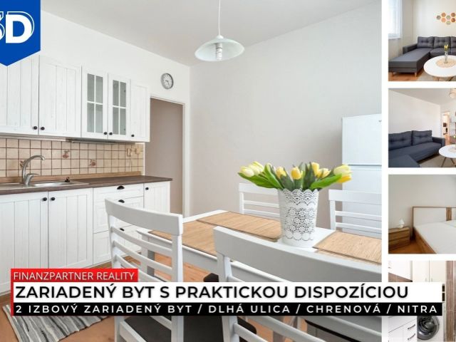 Prenájom - 2 izbový zariadený byt, Chrenová, Nitra + 3D