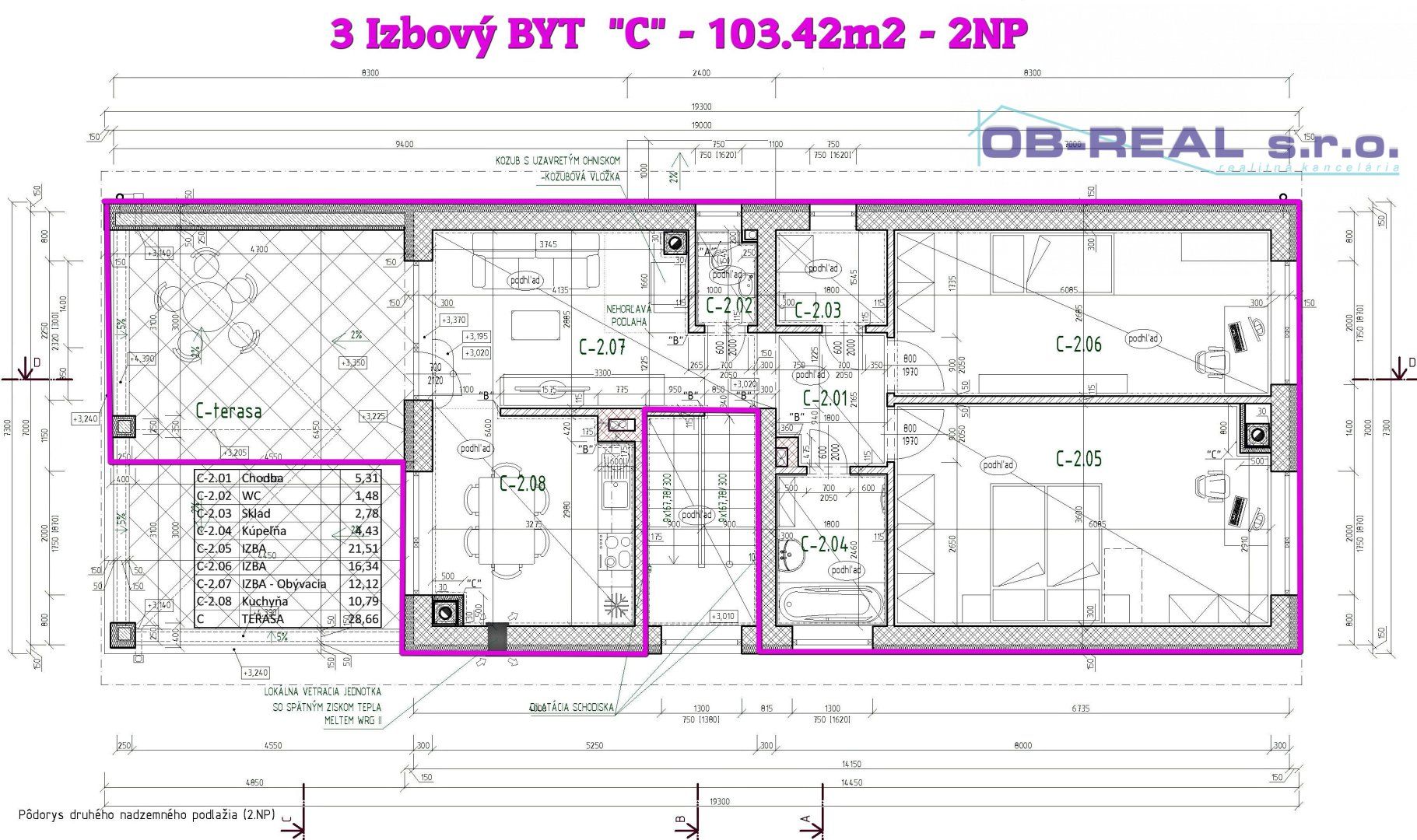 C_Predaj 3izb holobytu 103m2 na prízemí tehl. bytovky GA-HODY