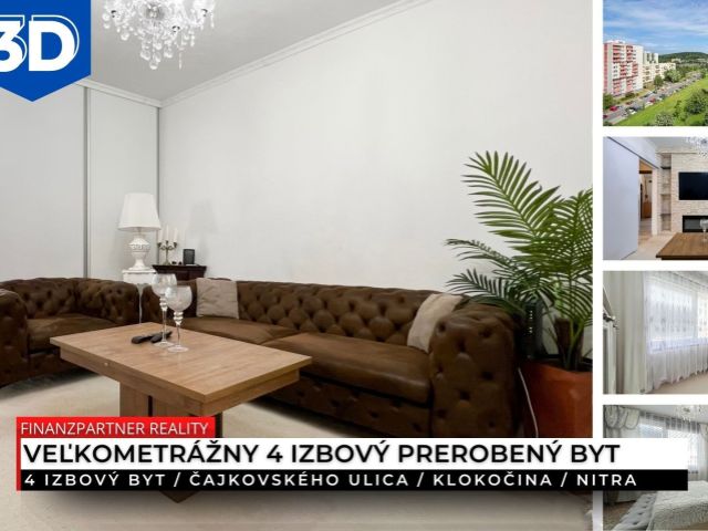 4 izbový prerobený byt, Čajkovského ulica, Nitra + 3D