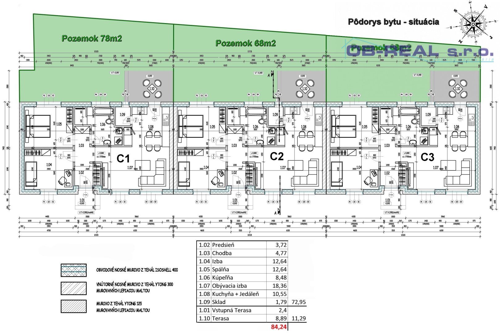 C: Predaj novostavby 3izb RD 84m2 v štandarde, 2xPA, oplotený pozemok