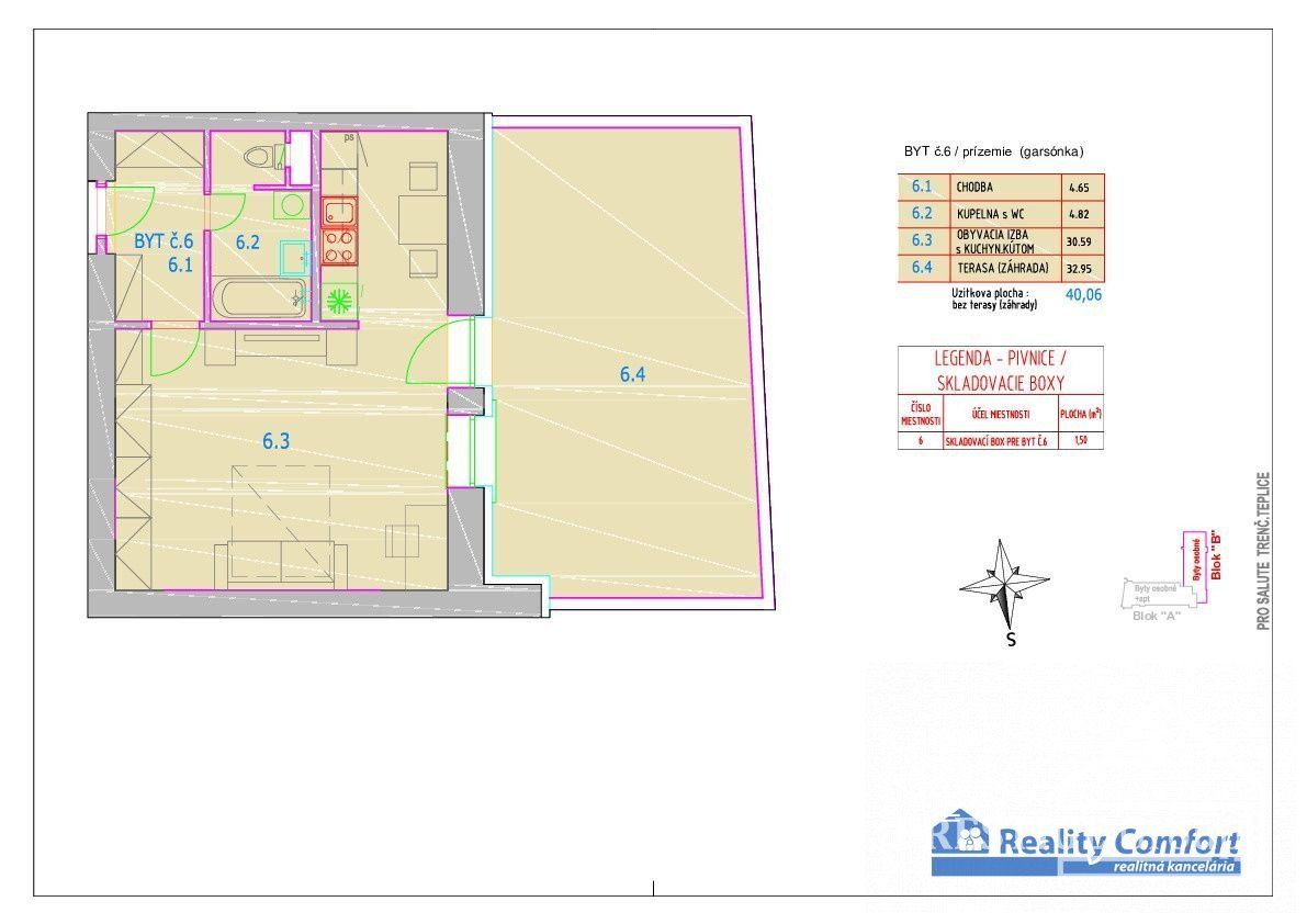 Rezidencia THERMAE, Byt 06 - 1 izbový, terasa (predzáhradka 32,95m2)