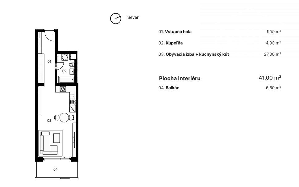 NADŠTANDARDNÝ 1-IZBOVÝ BYT 49,4m2 S LOGGIOU PRÍSTAVNÁ 1