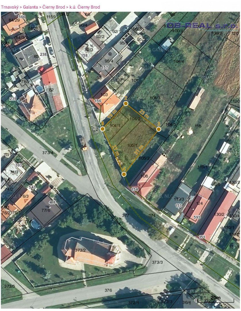 Čierny Brod: Predaj stavebného pozemku o výmere 592m2 pre výstavbu rodinného domu, alebo polyfunkčného objektu