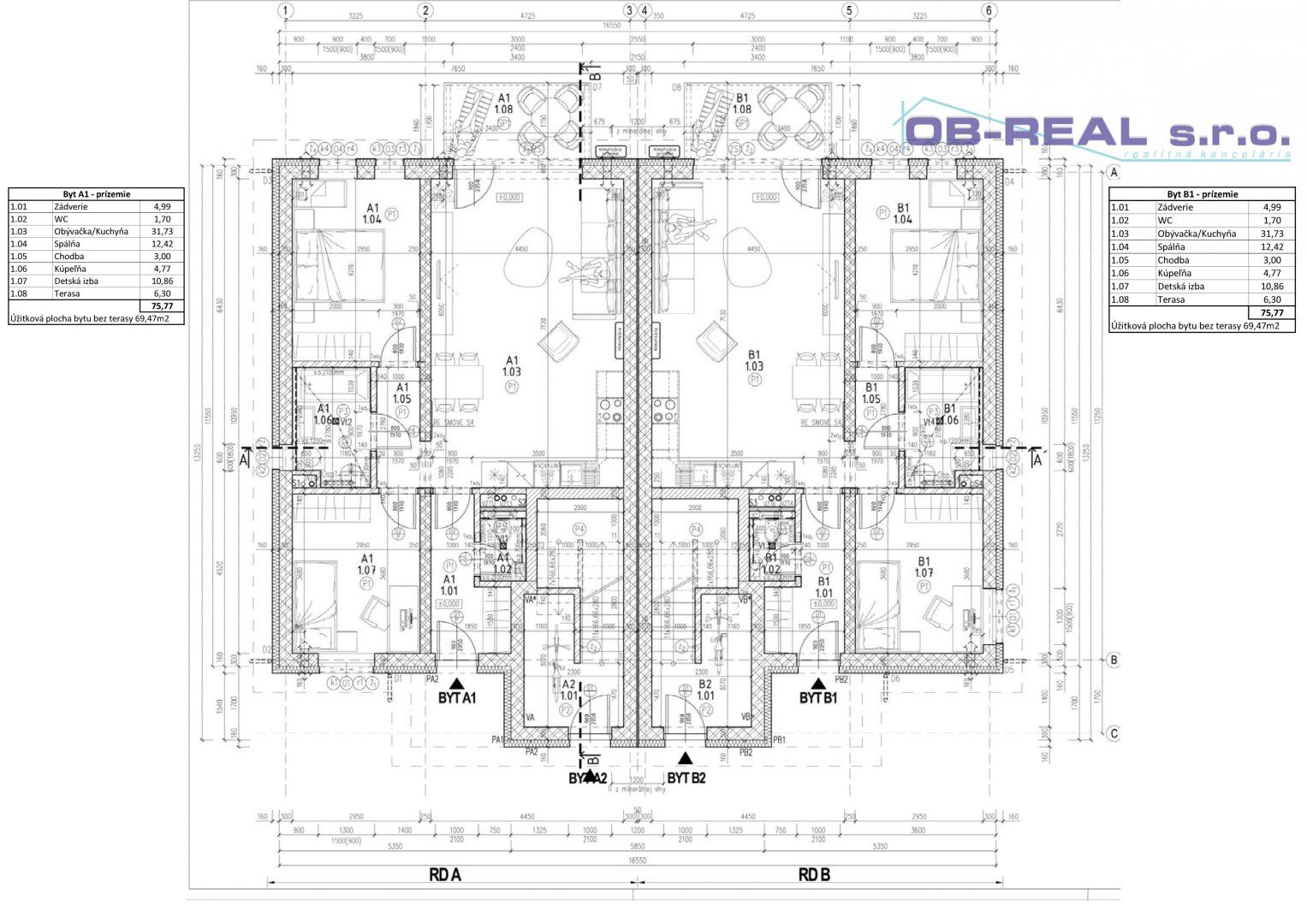 B6B1_Predaj novostavby 3izb bytu 70m2 1NP Terasa 1xP Pozemok