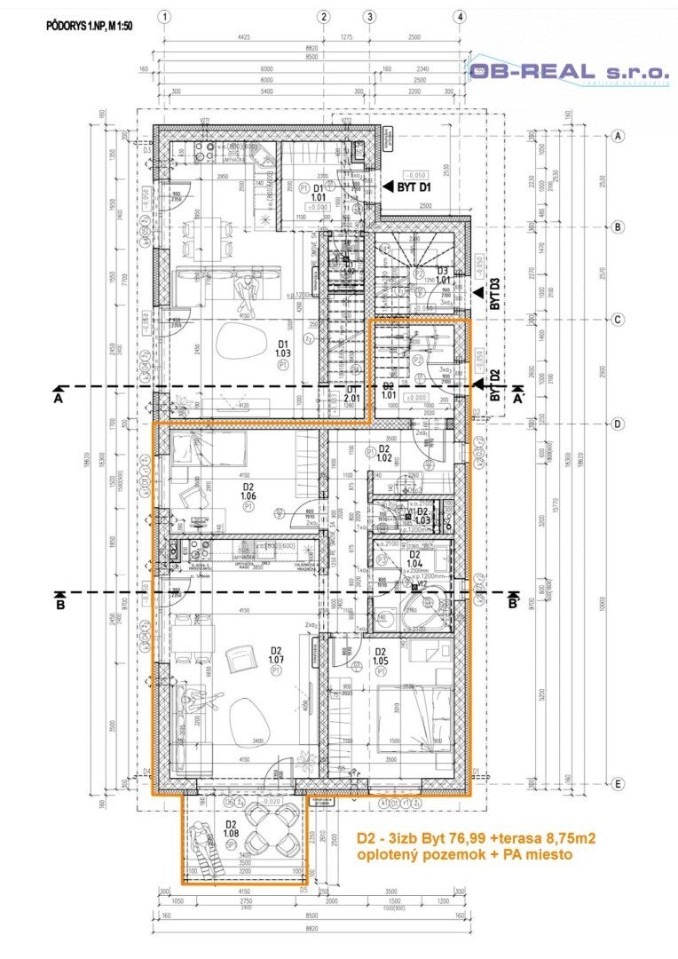 D2_Predaj novostavby 3izb holobytu 86m2 1NP_1xP_Pozemok