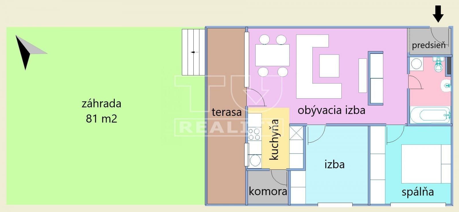 PREDAJ -> krásny 3-izbový byt s TERASOU, PREDZÁHRADKOU a PARKOVACÍM STÁTIM, Rovinka, 66 m2