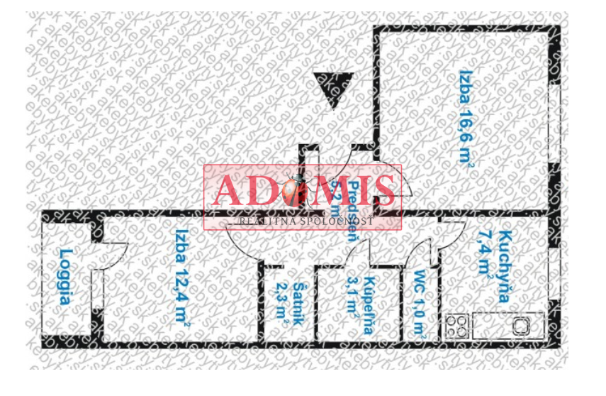 ADOMIS - predám 2-izb priestranný byt 55m2,loggia,Bukureštská ulica, sídlisko Ťahanovce, Košice