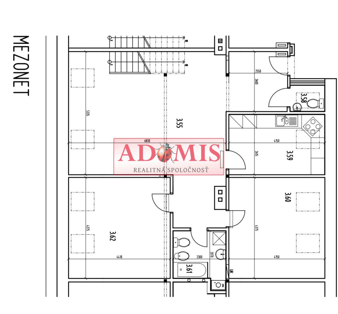 ADOMIS - predáme nadštandardný 4izb byt - mezonet v podkroví 138m2, 2x kúpelńa,parkovanie vo dvore,historická budova, Košice centrum, Mlynská ulica.