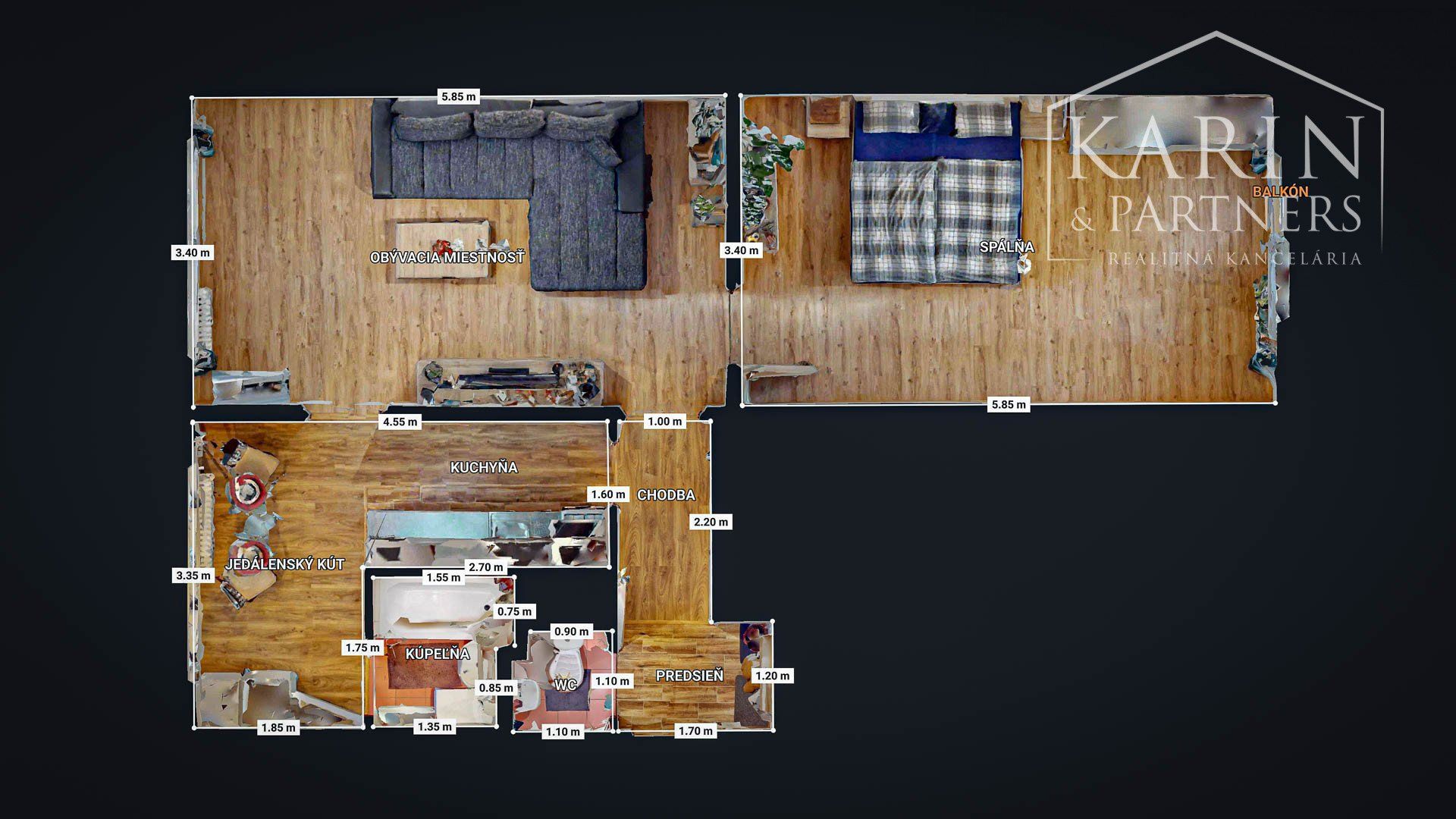 Zrekonštruovaný 64 m2 dvojizbový byt s balkónom Zvolen