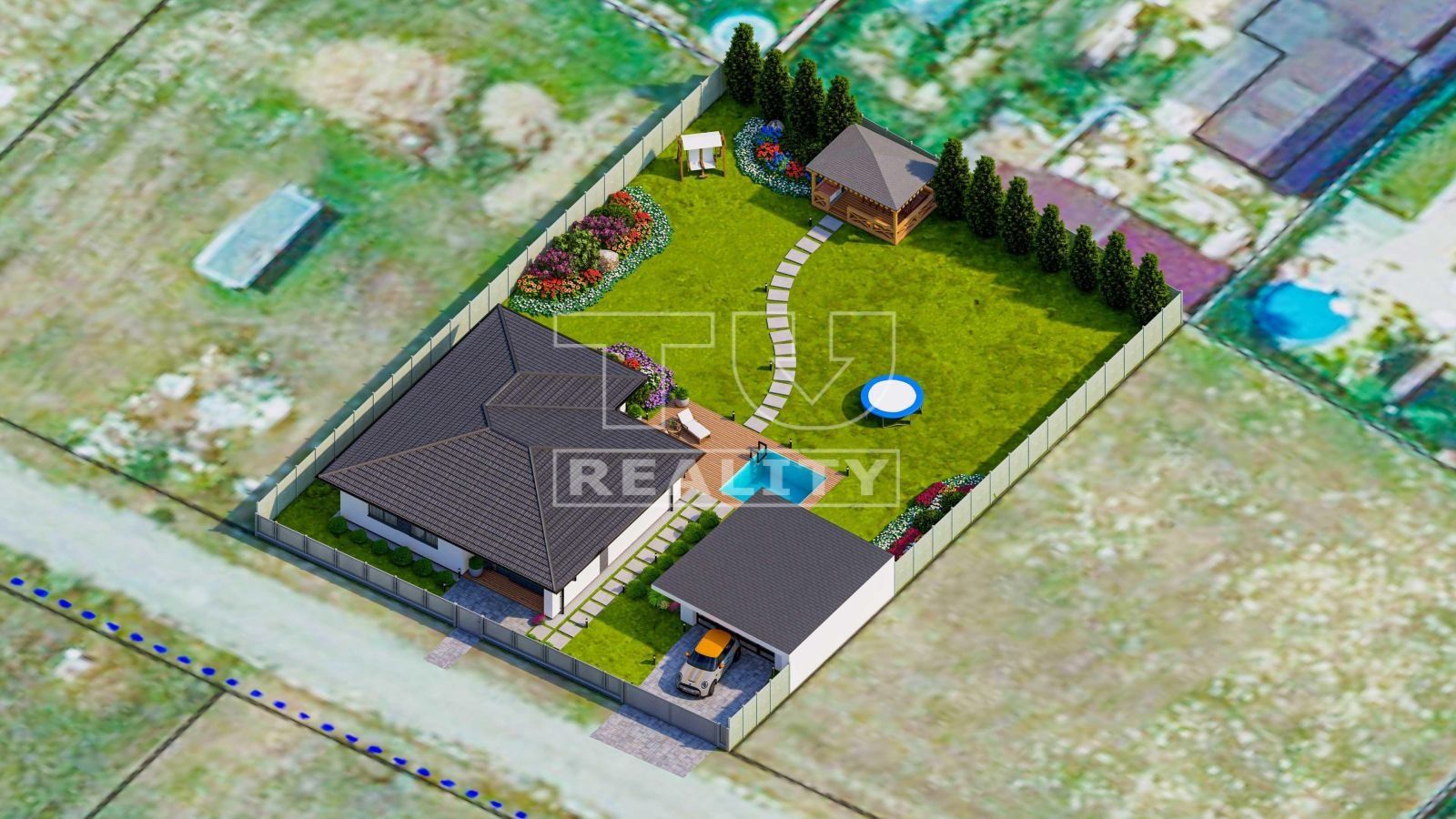 Priestranný, rovinatý pozemok pre výstavbu RD v obci Veľký Cetín s výmerou 1084 m2