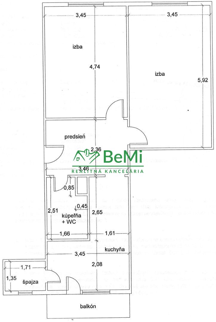 PREDAJ - 2i.byt, 62m², Dlhá ul. - Nitra (756-112-IK)