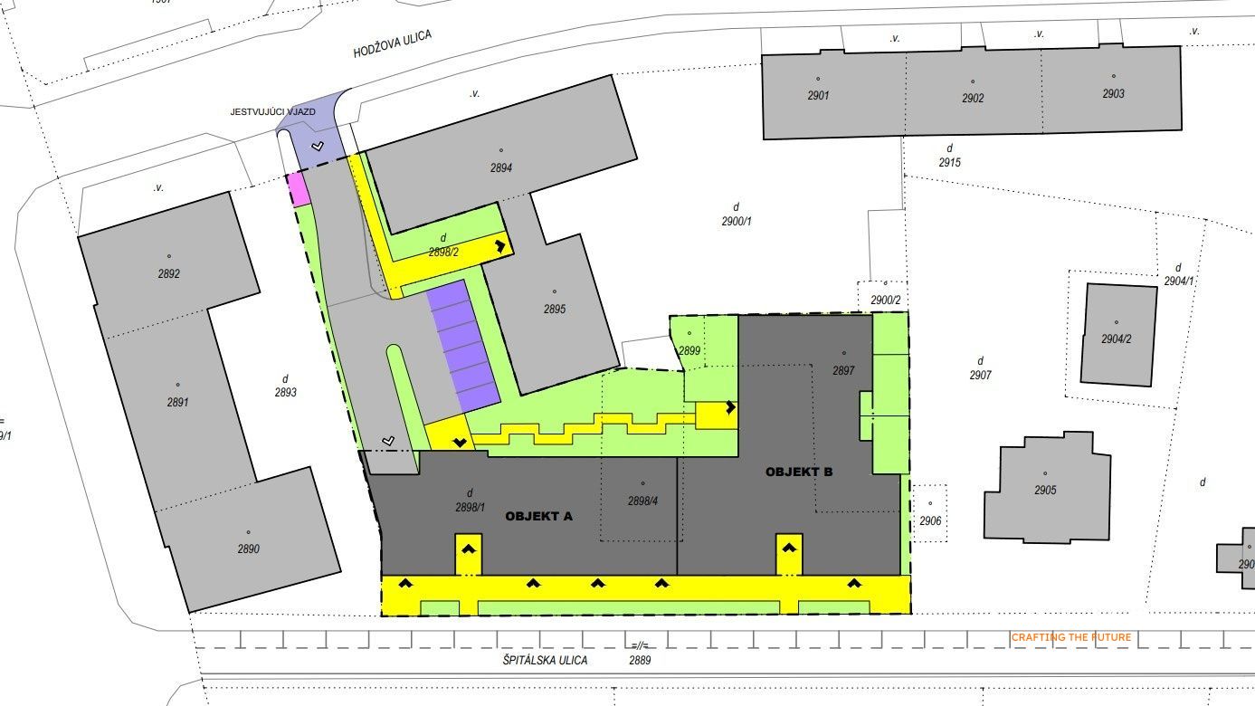 CREDA | predaj komerčného pozemku 2 434 m2 so stavebným povolením na polyfunkčný objekt, Nitra - centrum