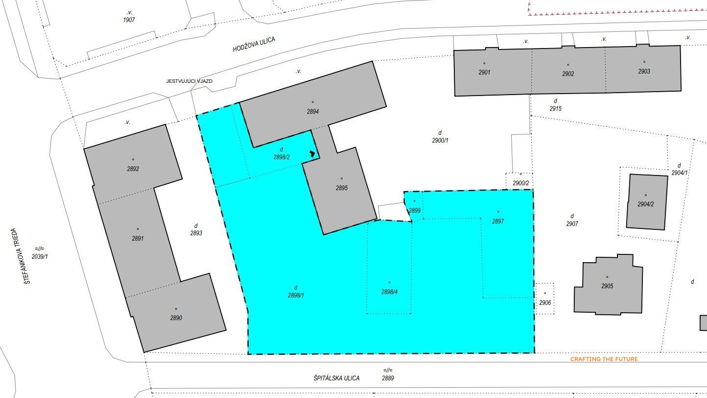 CREDA | predaj komerčného pozemku 2 434 m2 so stavebným povolením na polyfunkčný objekt, Nitra - centrum