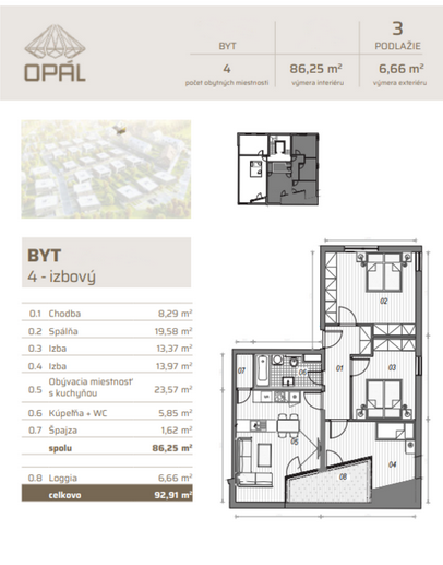 Veľký 4-izbový byt v projekte Opál_NOVOSTAVBA