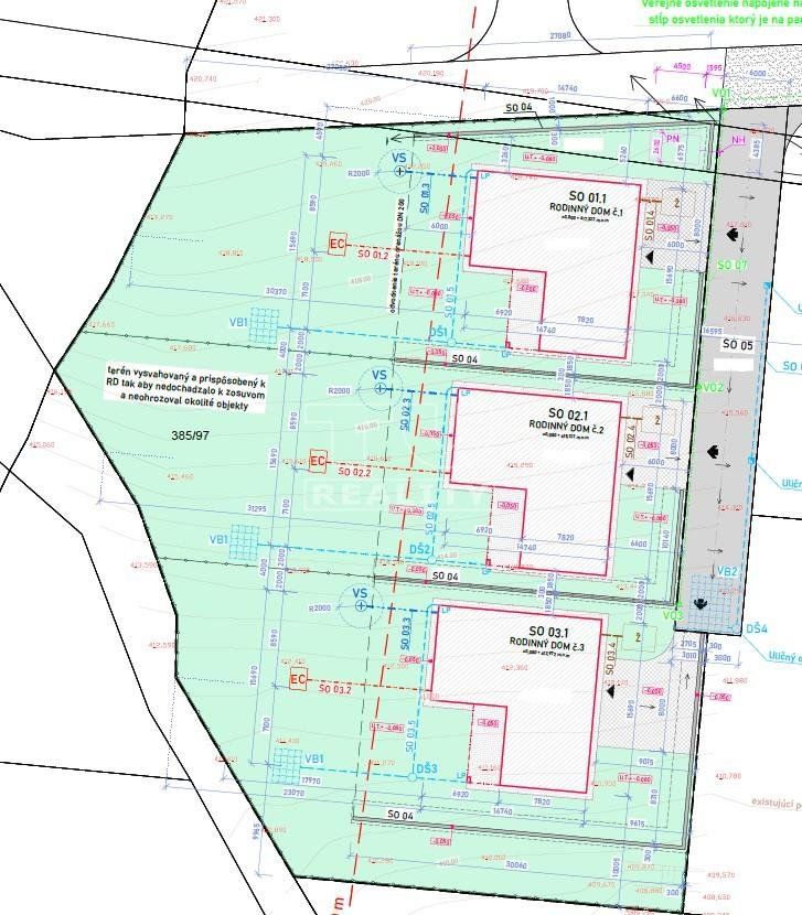 STAVEBNÉ POZEMKY S PROJEKTOM ROD.DOMU, BITAROVÁ, VÝMERA OD 1042m²