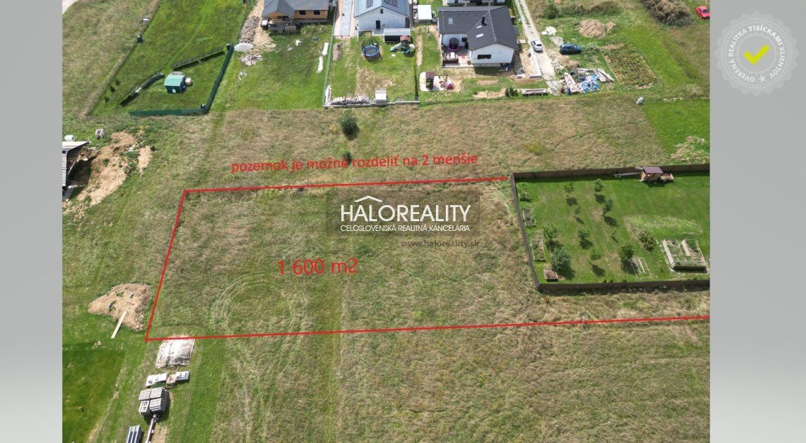 HALO reality - Predaj, pozemok pre rodinný dom   1600 m2 Vojňany - EXKLUZÍVNE HALO REALITY