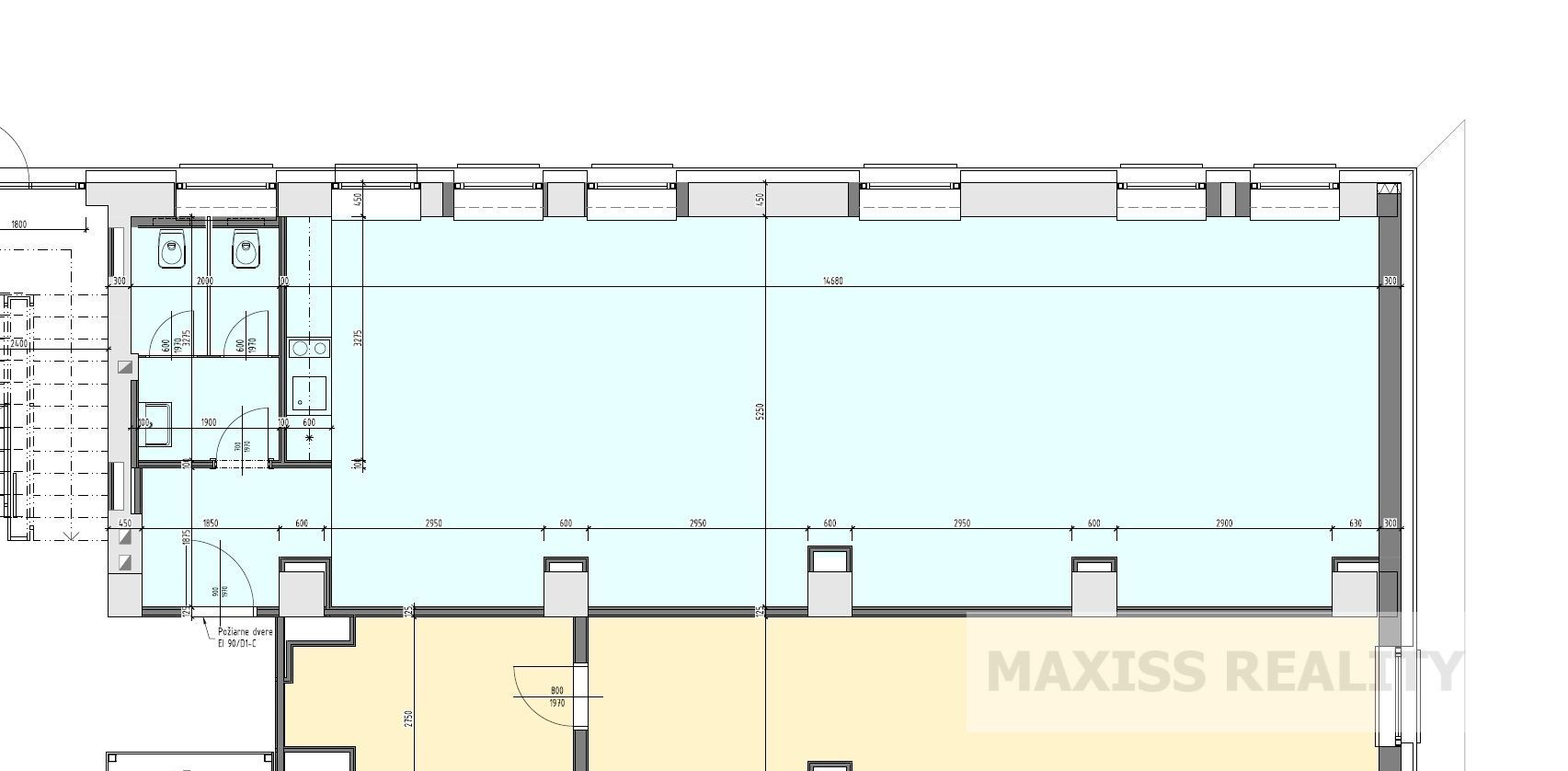 Veľký kancelársky priestor v centre mesta, 85 m2