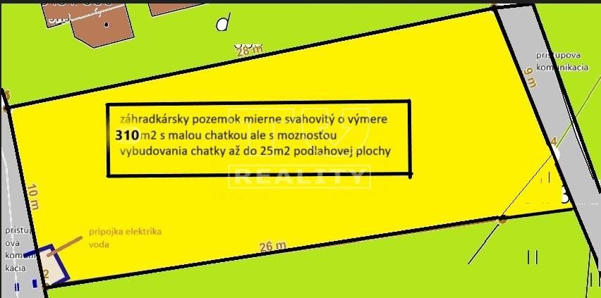 NA PREDAJ POZEMOK NA REKREAČNÉ ÚČELY S VÝMEROU 304 M2.