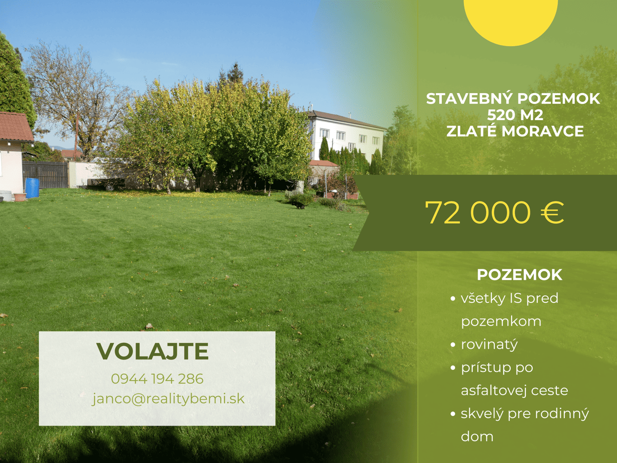 Pozemok pre RD-Predaj-Zlaté Moravce-72000.00 €