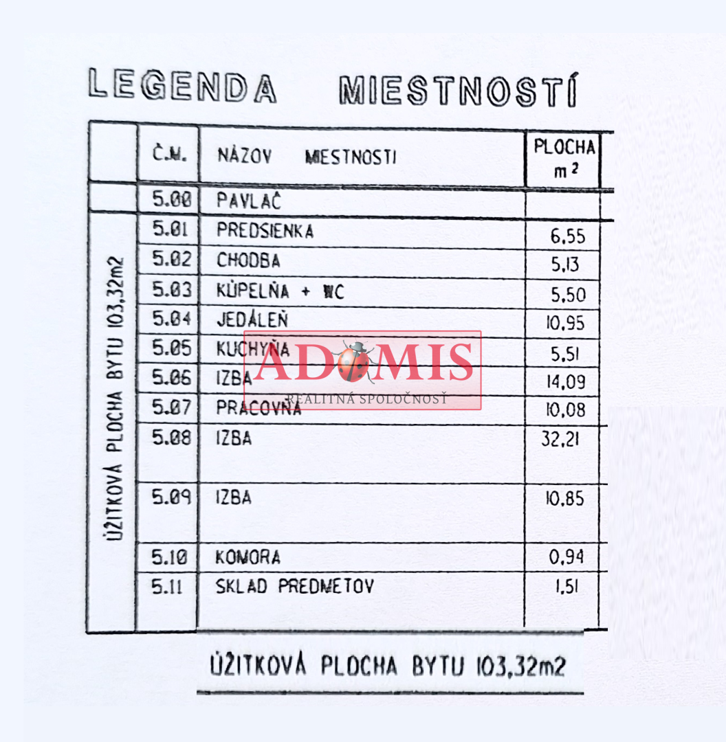 ADOMIS - predám 4-izb tehlový byt, 108m2 + parkovanie, Tomášikova ulica, Košice - Sever