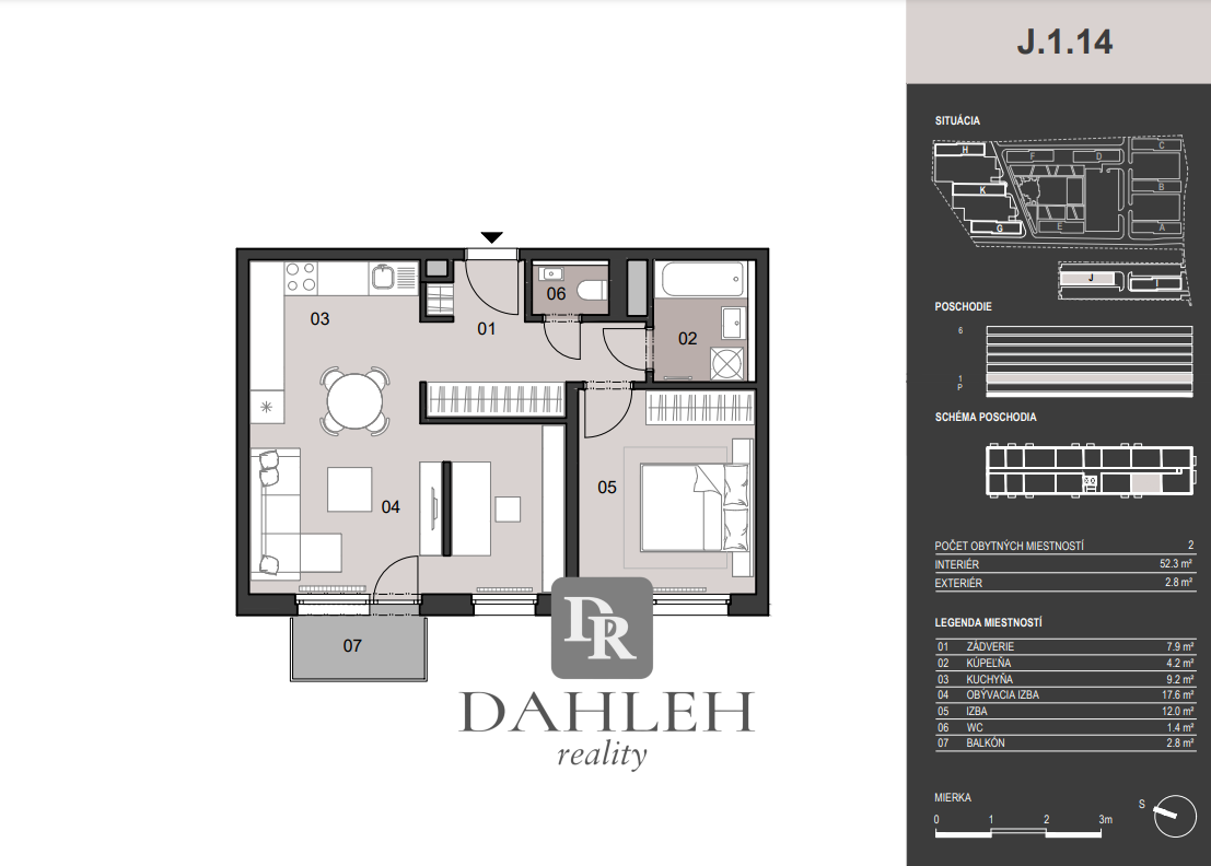 DAHLEH-NA predaj Nový 2.5 izbový byt v Ovocných sadoch, Ružinov