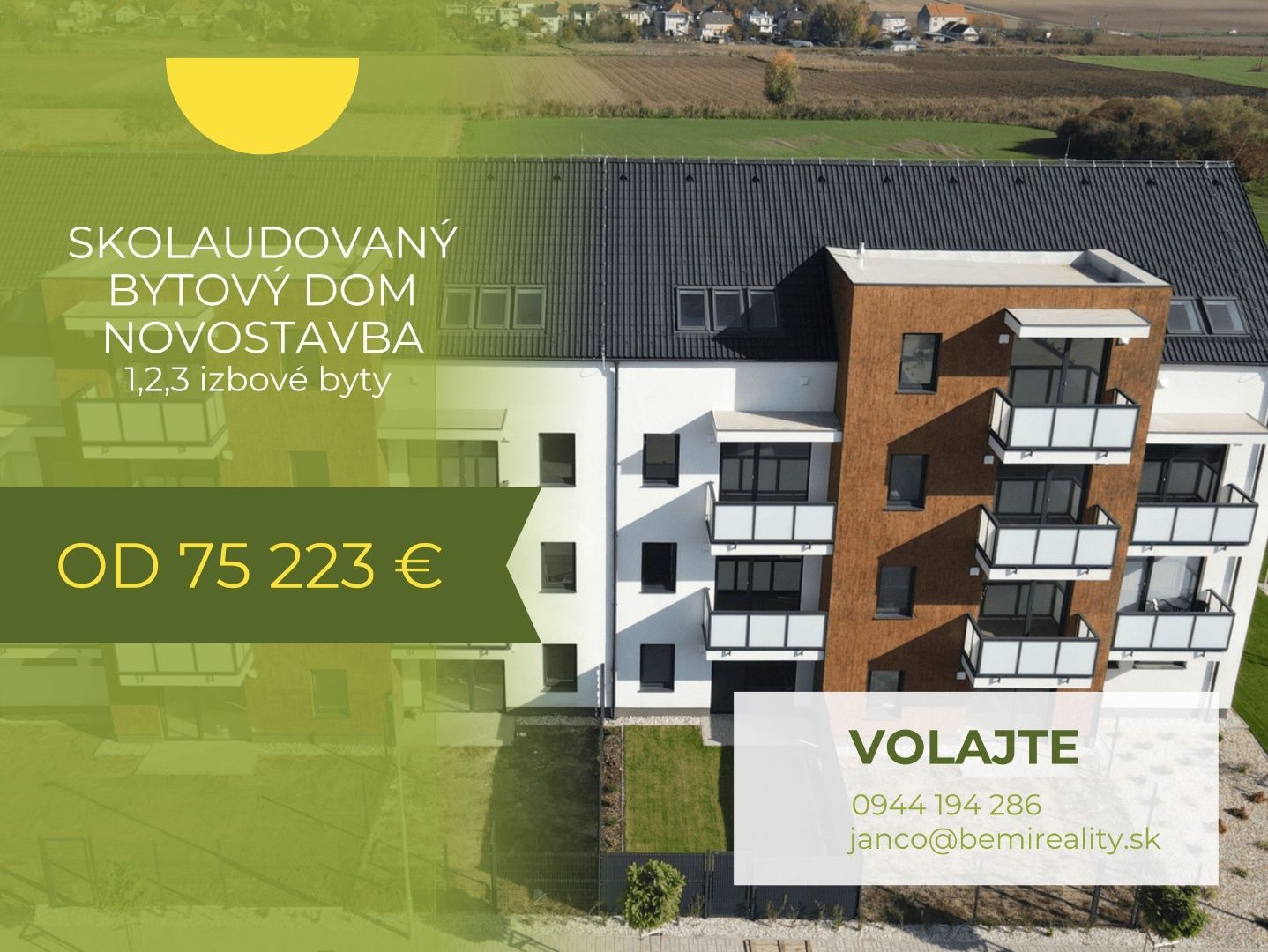 PREDAJ - NOVOSTAVBA- 1,2,3 izbové byty Dvorníky ID 019-111-FIJA