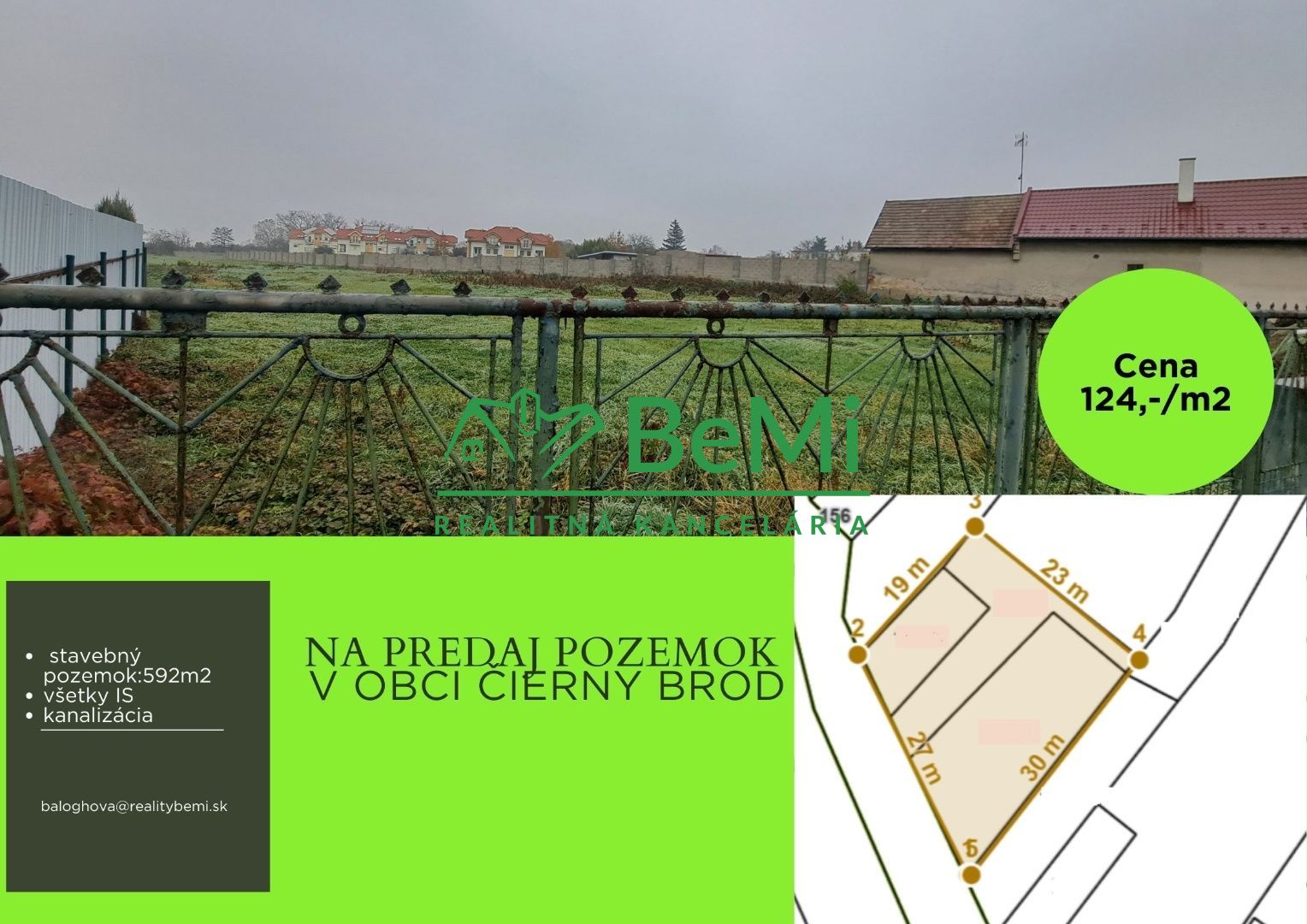 Ponúkame vám na predaj  stavebný pozemok v obci Čierny Brod. 015-14-EVBA