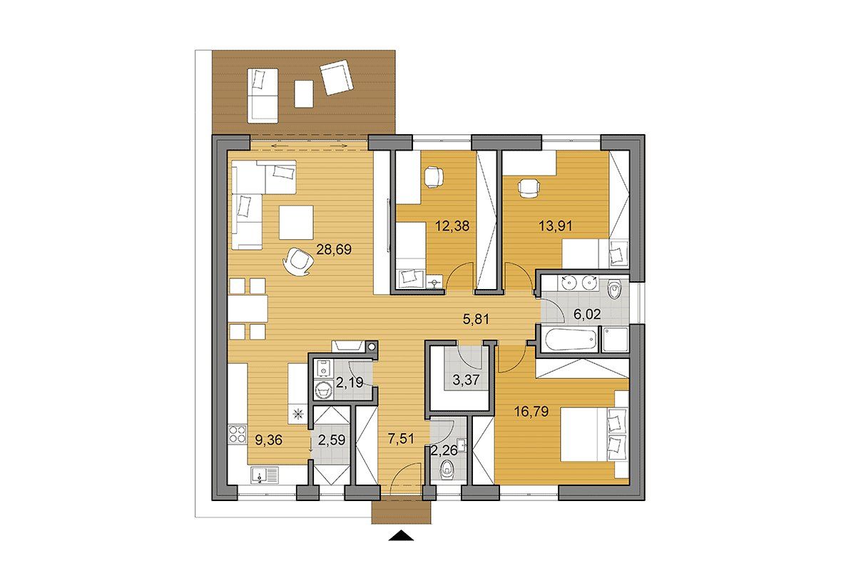 4 izb. RD Most pri Bratislave ÚP 110 m2, pozemok 601 m2