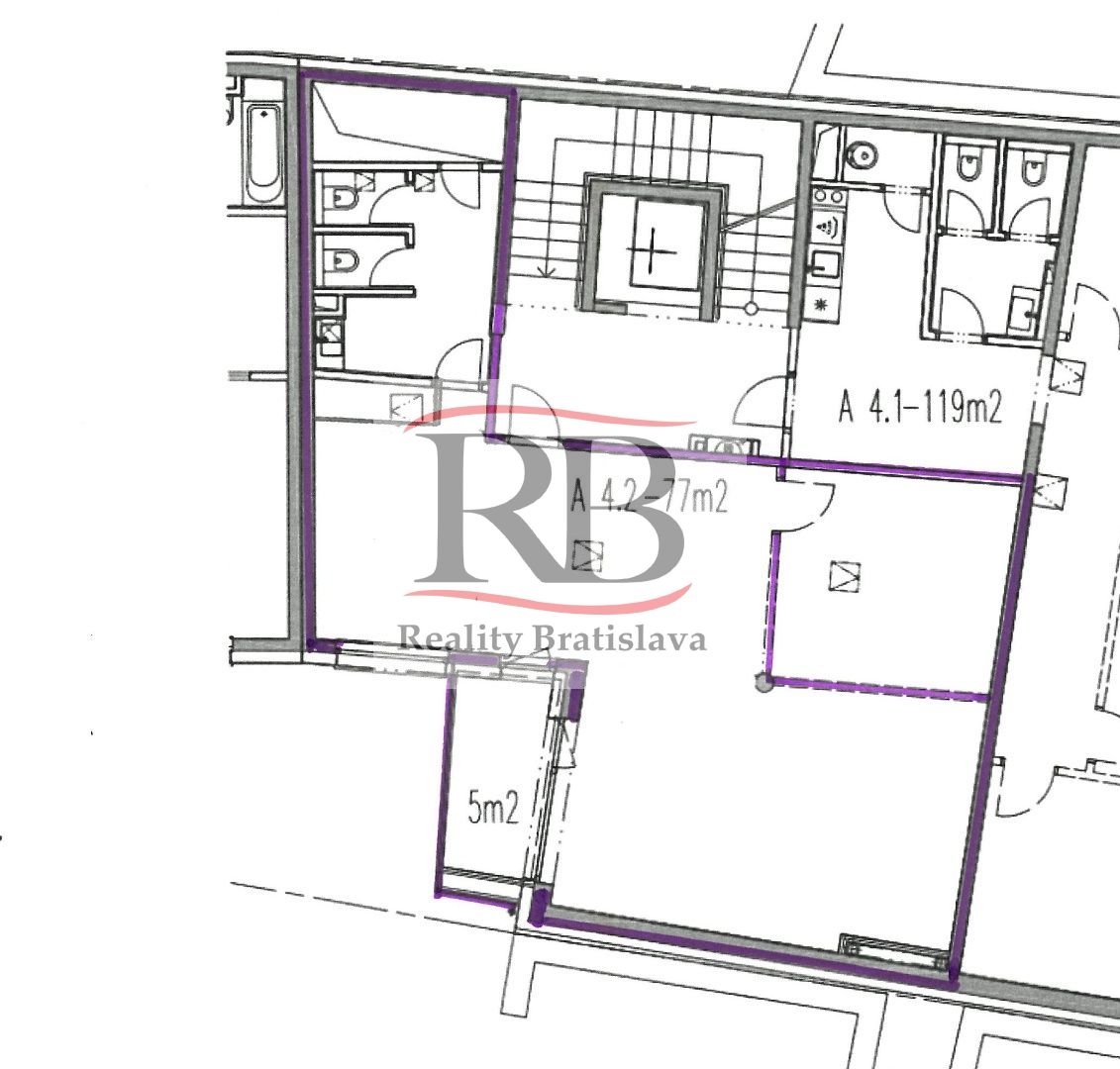 Kancelársky celok s balkónom a parkovaním, 77m2 , Panenská-Palisády, BA1