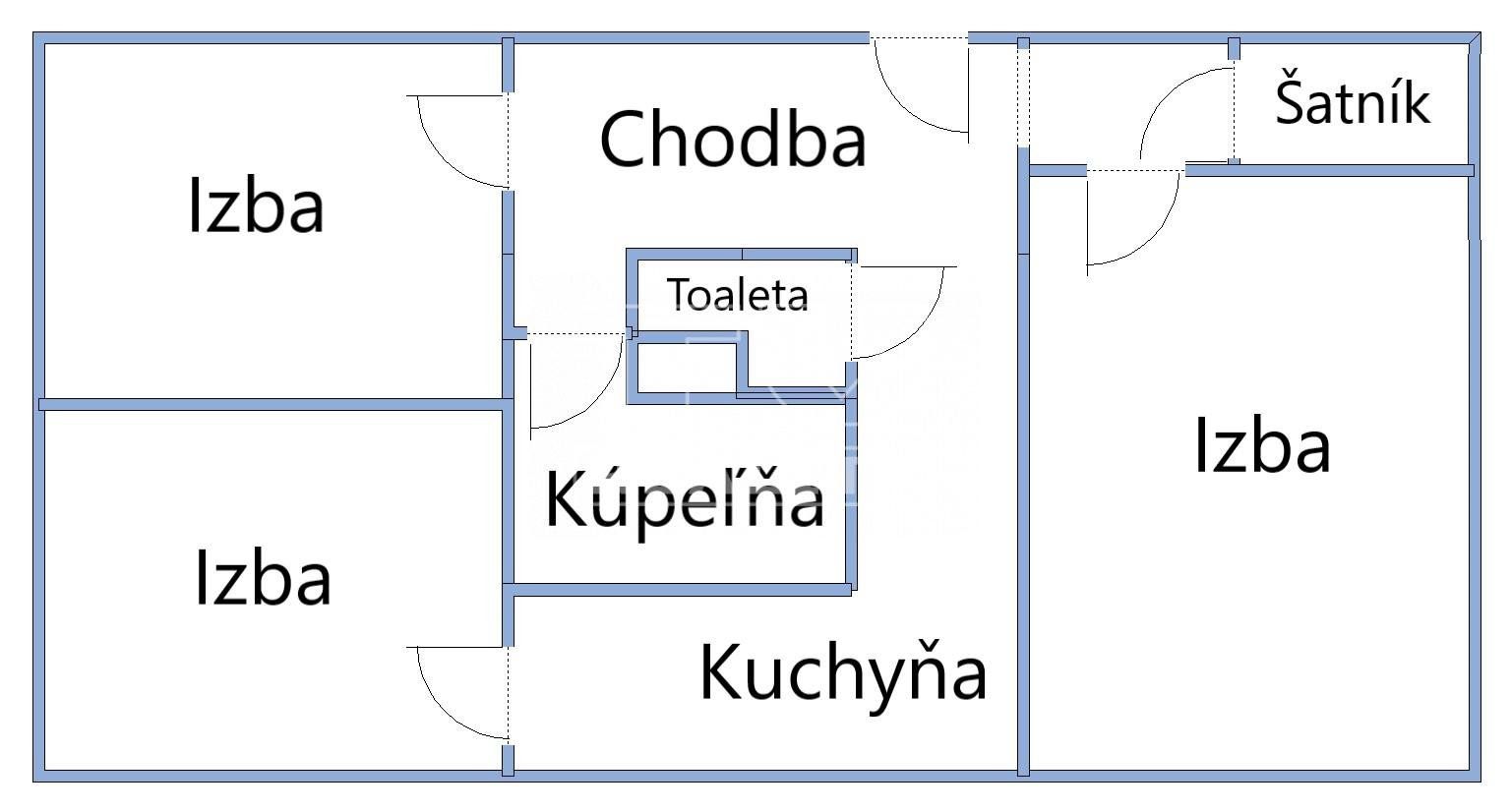 Veľký 3-izbový byt na ul. Nábrežná, Nové Zámky – 74,81m2