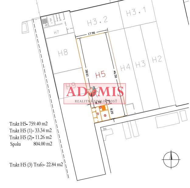 ADOMIS - Prenájom skladových priestorov, 849m2, Košice